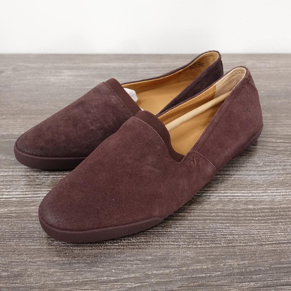 Frye Shoes Womens Size 6 Brown‎ Melanie Slip On Suede Flats Cherry Lacquer